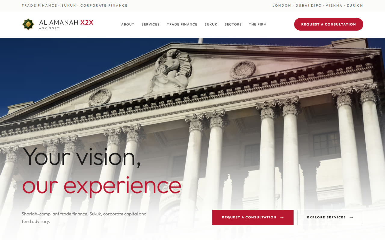 The Al Amanah X2X Advisory website