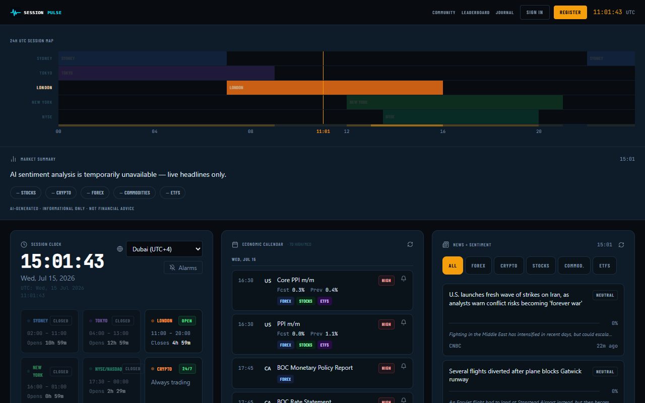 SessionPulse — project screenshot