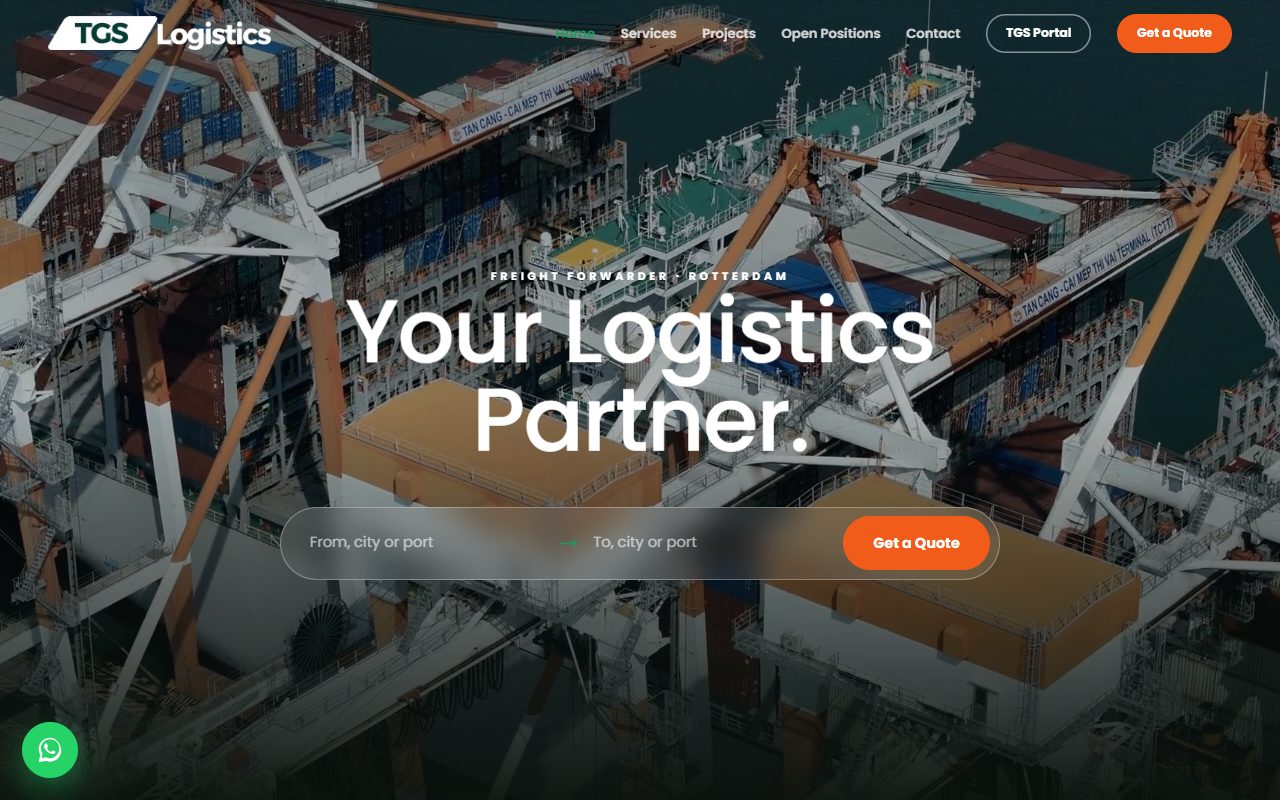 The TGS Logistics freight forwarding website
